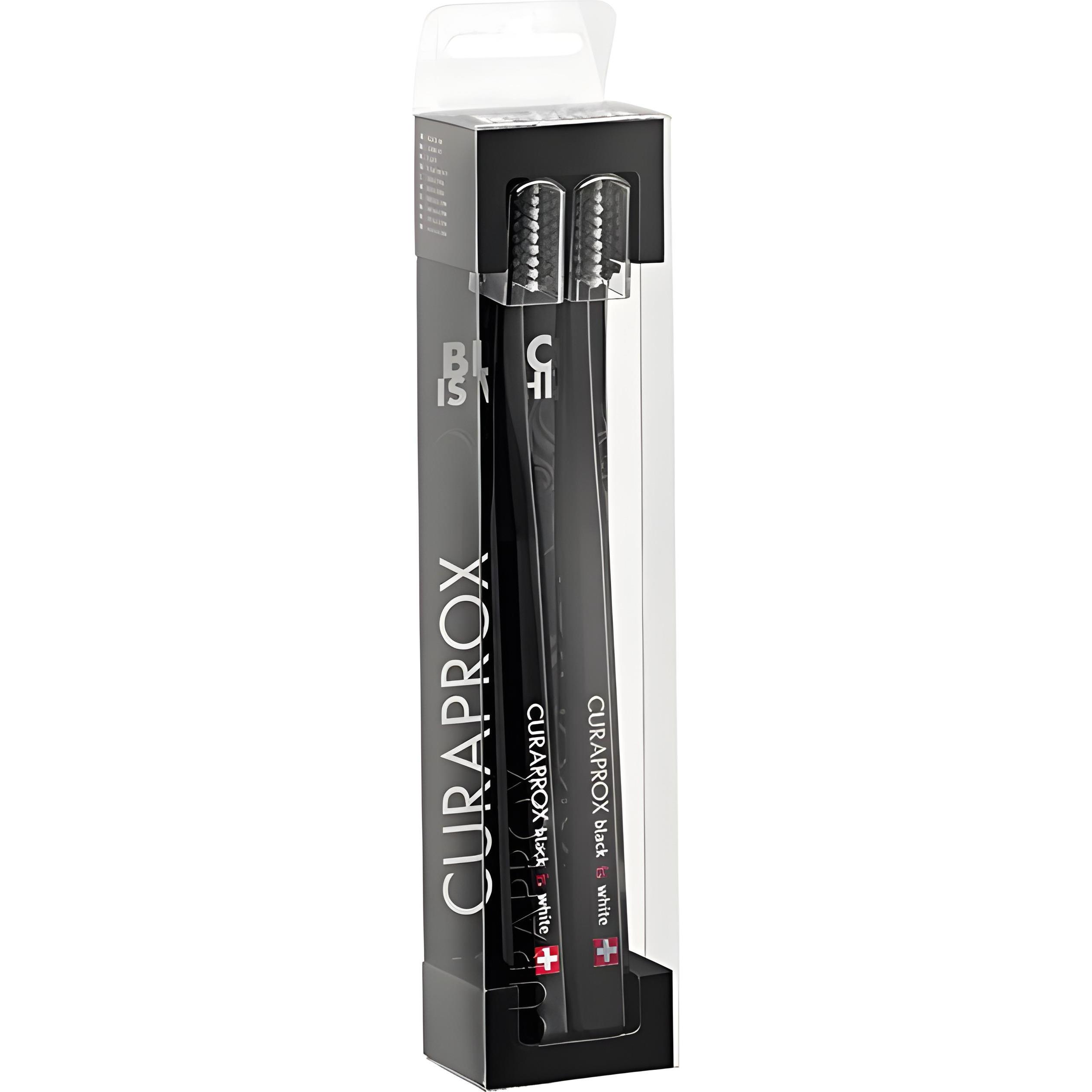 CURAPROX Набор зубных щеток CS 5460 Black Is White Ultra Soft черная/черная (2 шт.)