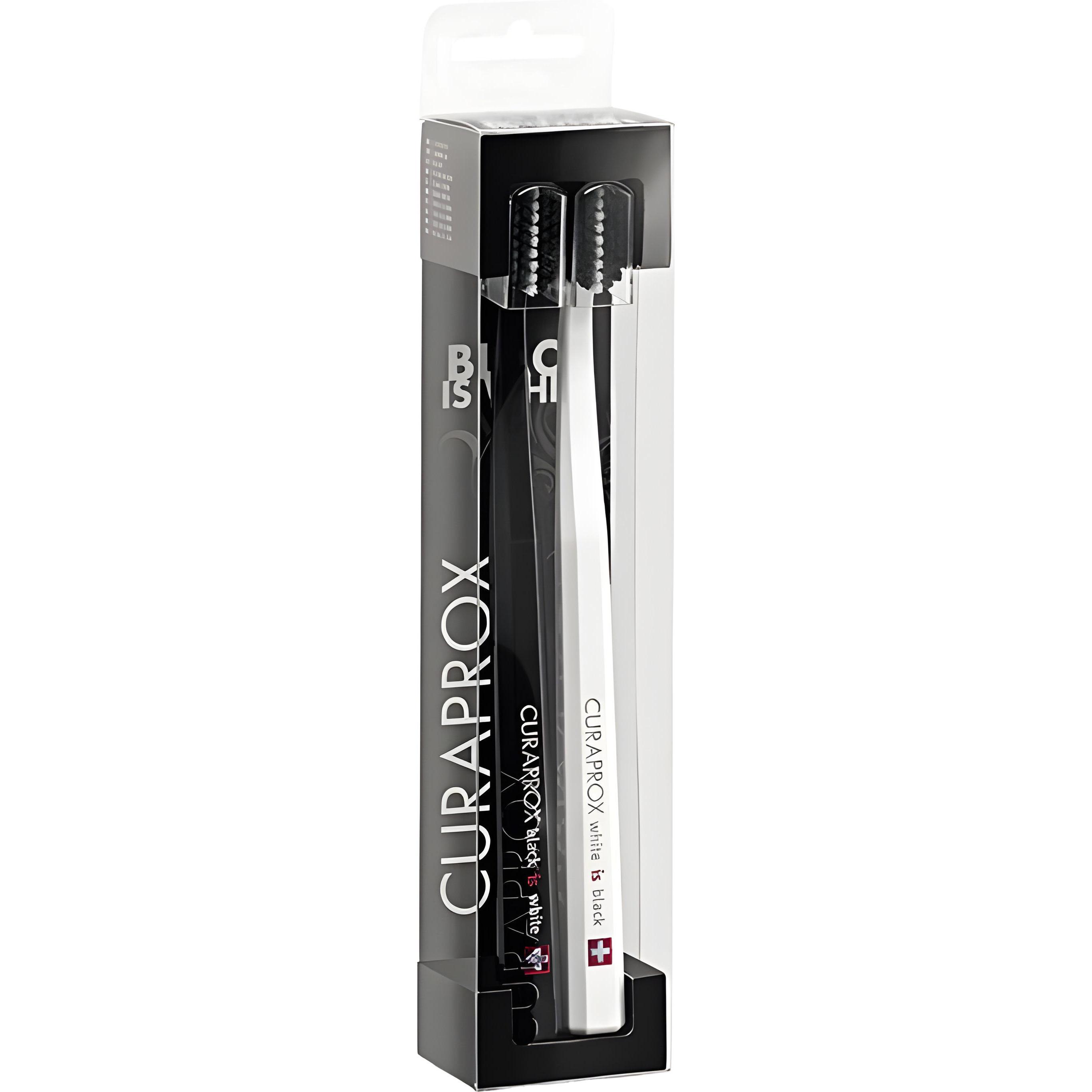 CURAPROX Набор зубных щеток CS 5460 Black Is White Ultra Soft черная/белая (2 шт.)