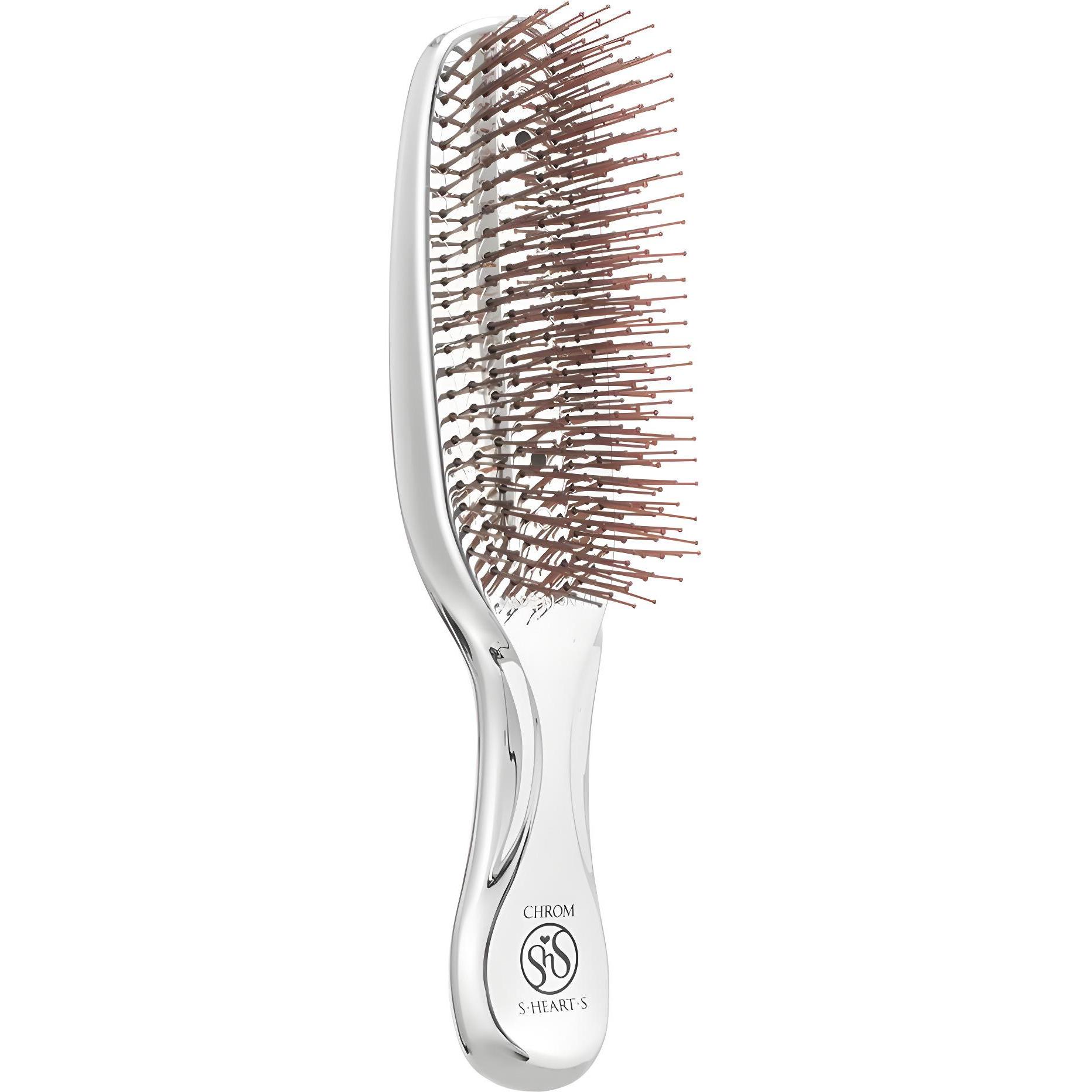 S-HEART-S Расческа Scalp Brush Chrome с длинной ручкой, серебро (1 шт.)