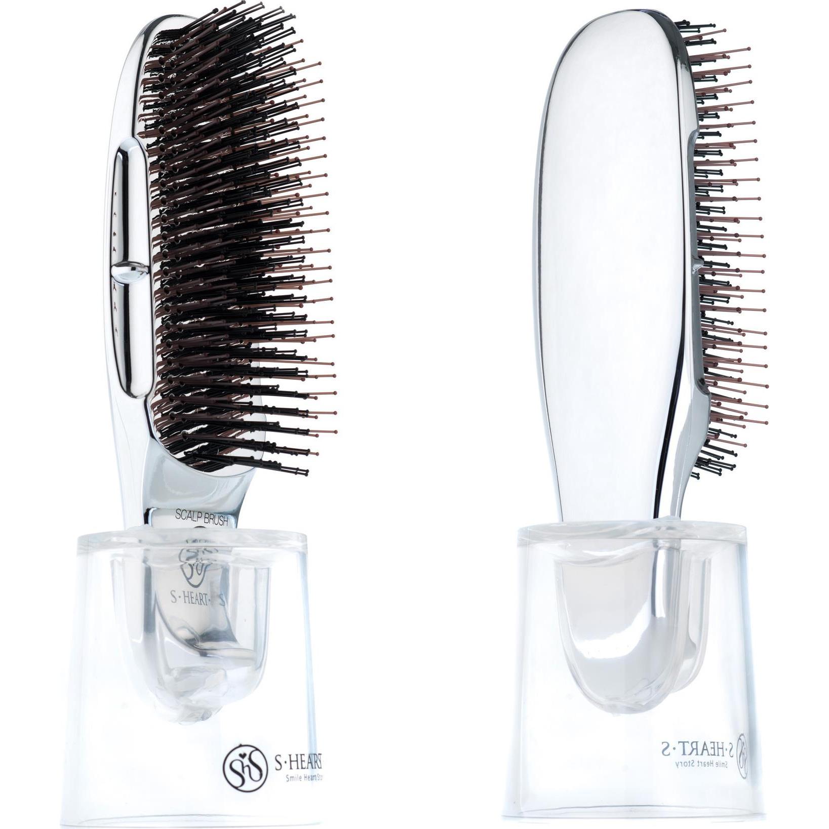 S-HEART-S Расческа Scalp Brush Plus с укороченной ручкой, серебро (1 шт.)