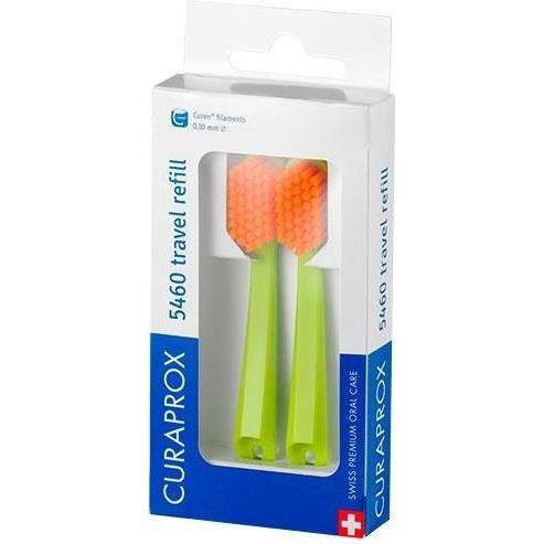 Сменные зубные щетки Curaprox CS 5460 Ultra Soft для дорожного набора, цвет ручки зеленый (2 шт.)
