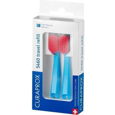 Сменные зубные щетки Curaprox CS 5460 Ultra Soft для дорожного набора, цвет ручки синий (2 шт.)