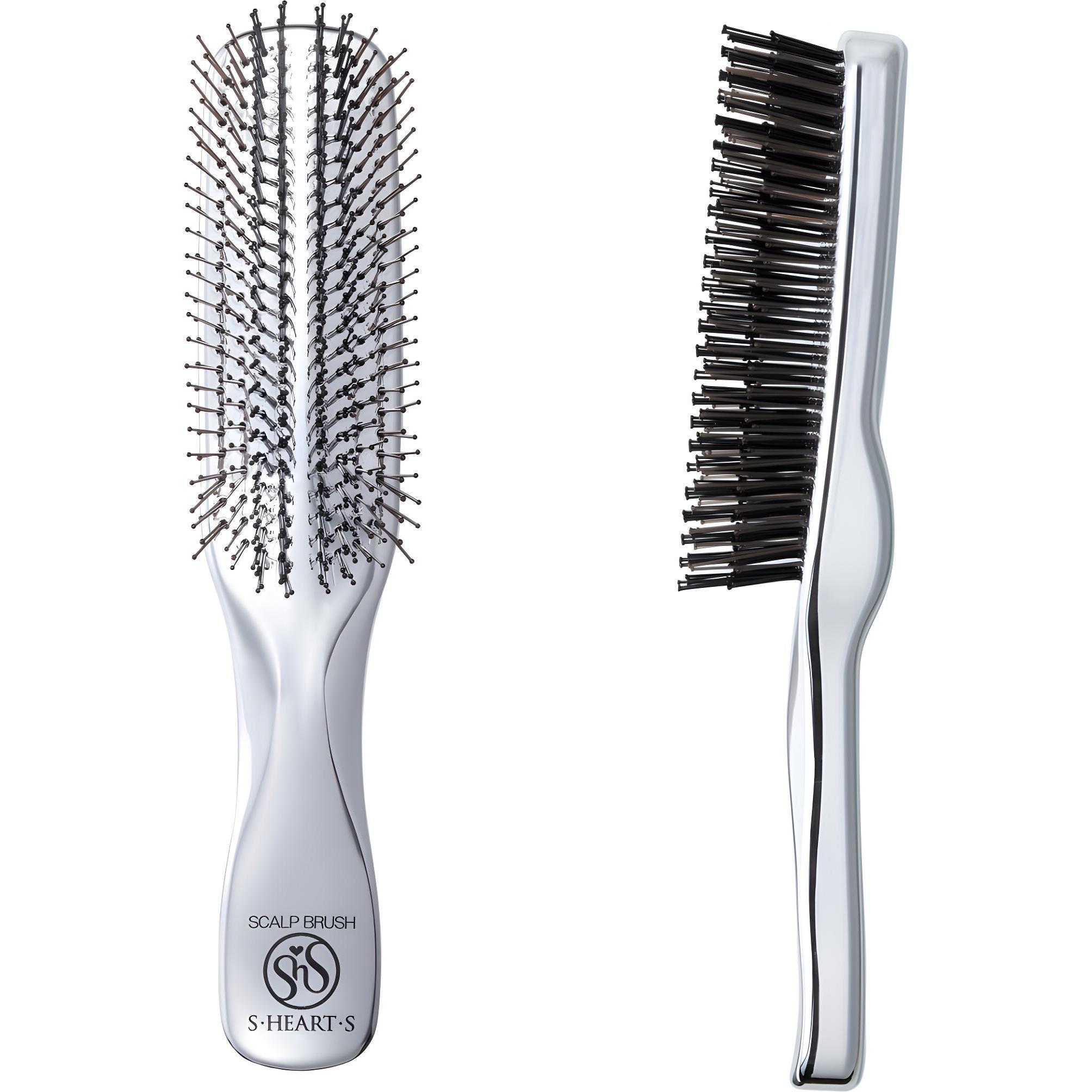S-HEART-S Расческа Scalp Brush Plus с длинной ручкой, серебро (1 шт.)