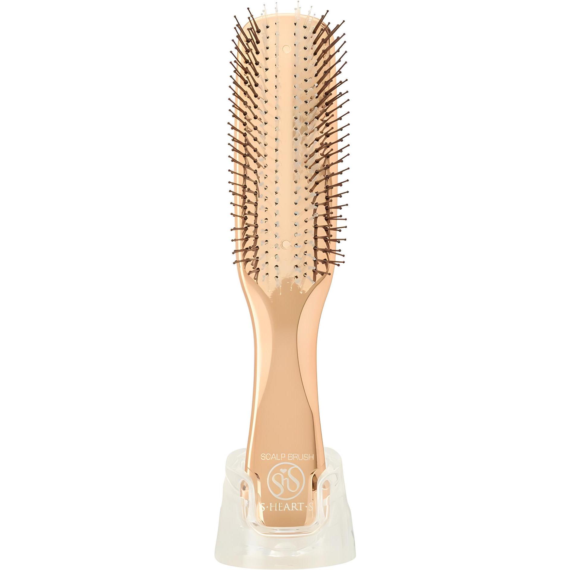 S-HEART-S Расческа Scalp Brush Gold с длинной ручкой, розовое золото (1 шт.)