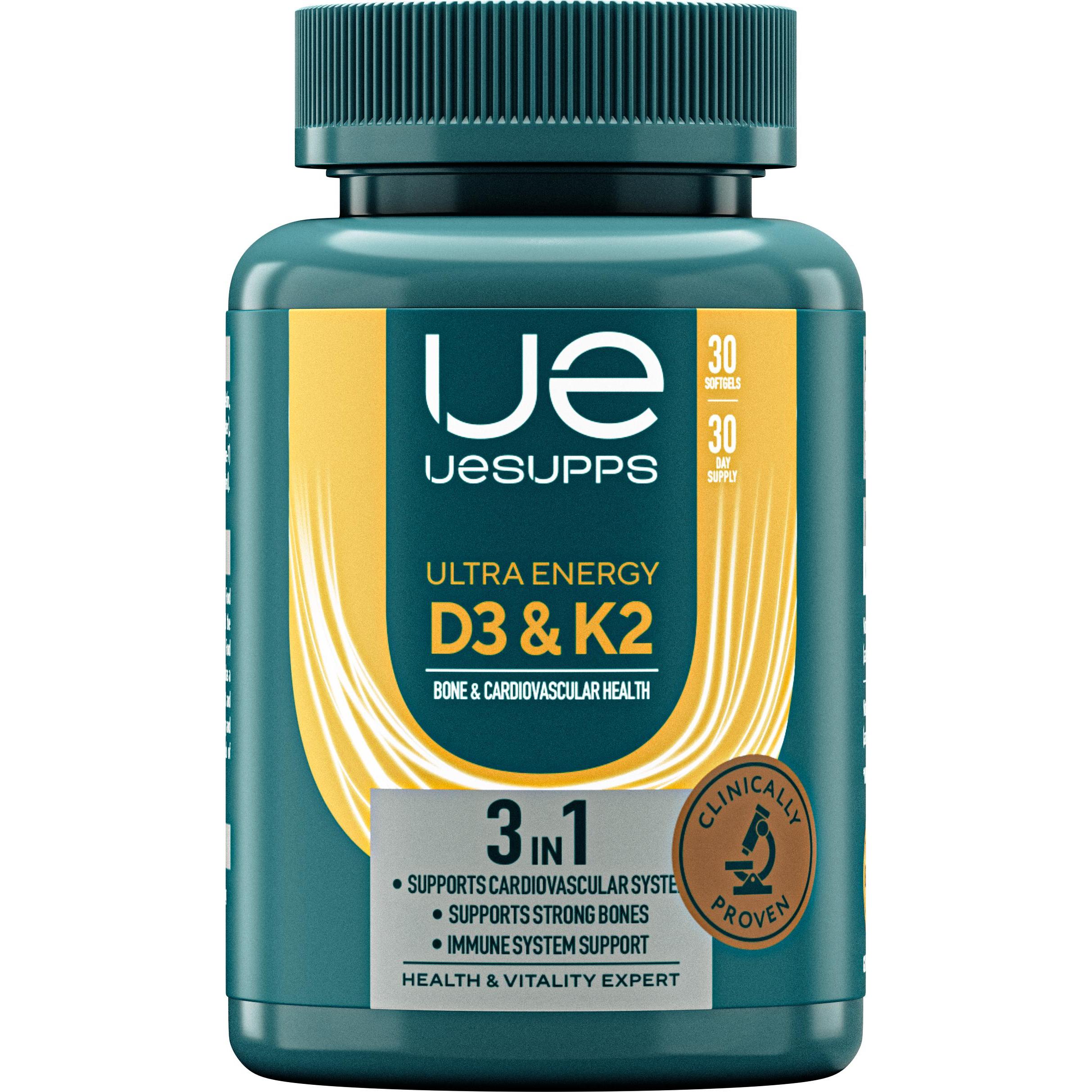 UESUPPS Витамин D3 и К2 30 софтгель