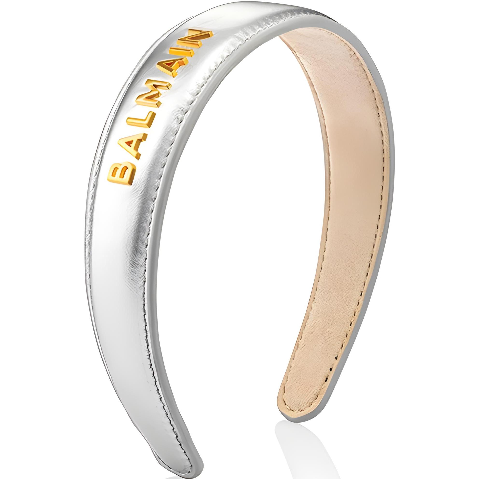 BALMAIN Большой кожаный ободок, цвет серебро (1 шт.)