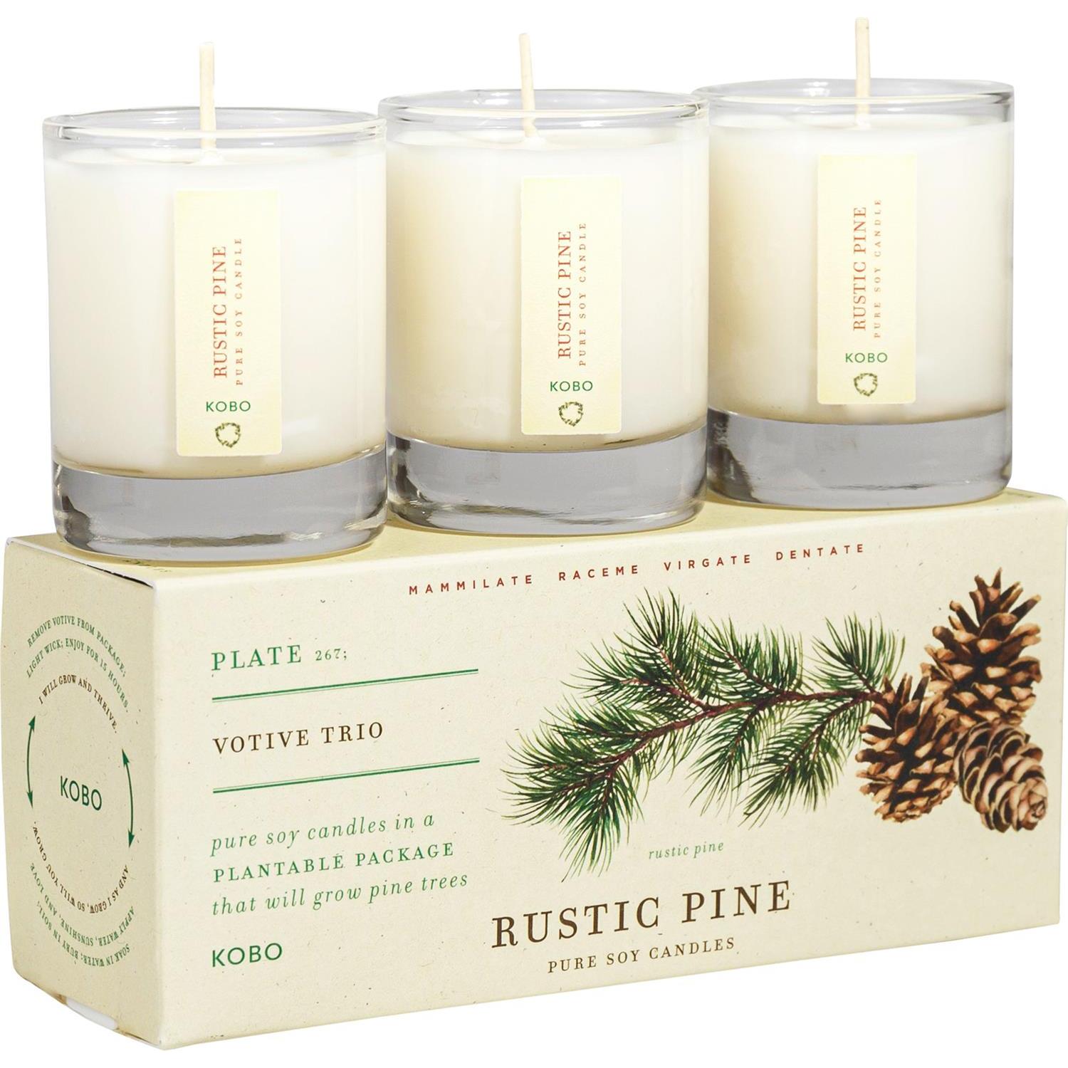 KOBO CANDLES Набор из трех компактных свечей в стекле Rustic Pine