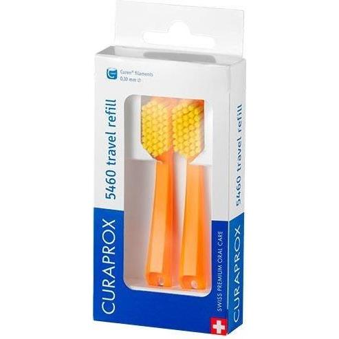 Сменные зубные щетки Curaprox CS 5460 Ultra Soft для дорожного набора, цвет ручки оранжевый (2 шт.)
