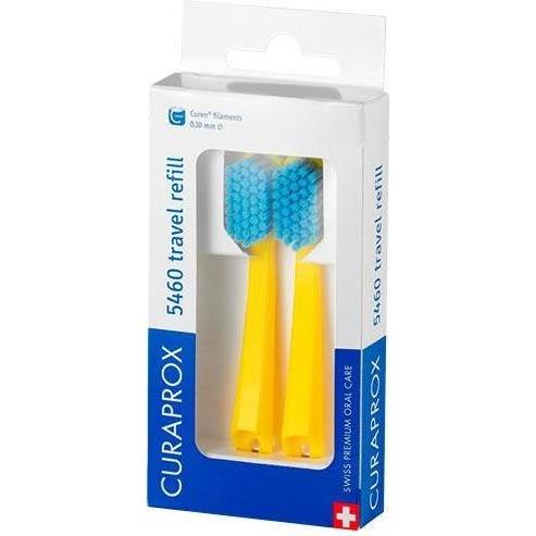 Сменные зубные щетки Curaprox CS 5460 Ultra Soft для дорожного набора, цвет ручки жетлый (2 шт.)