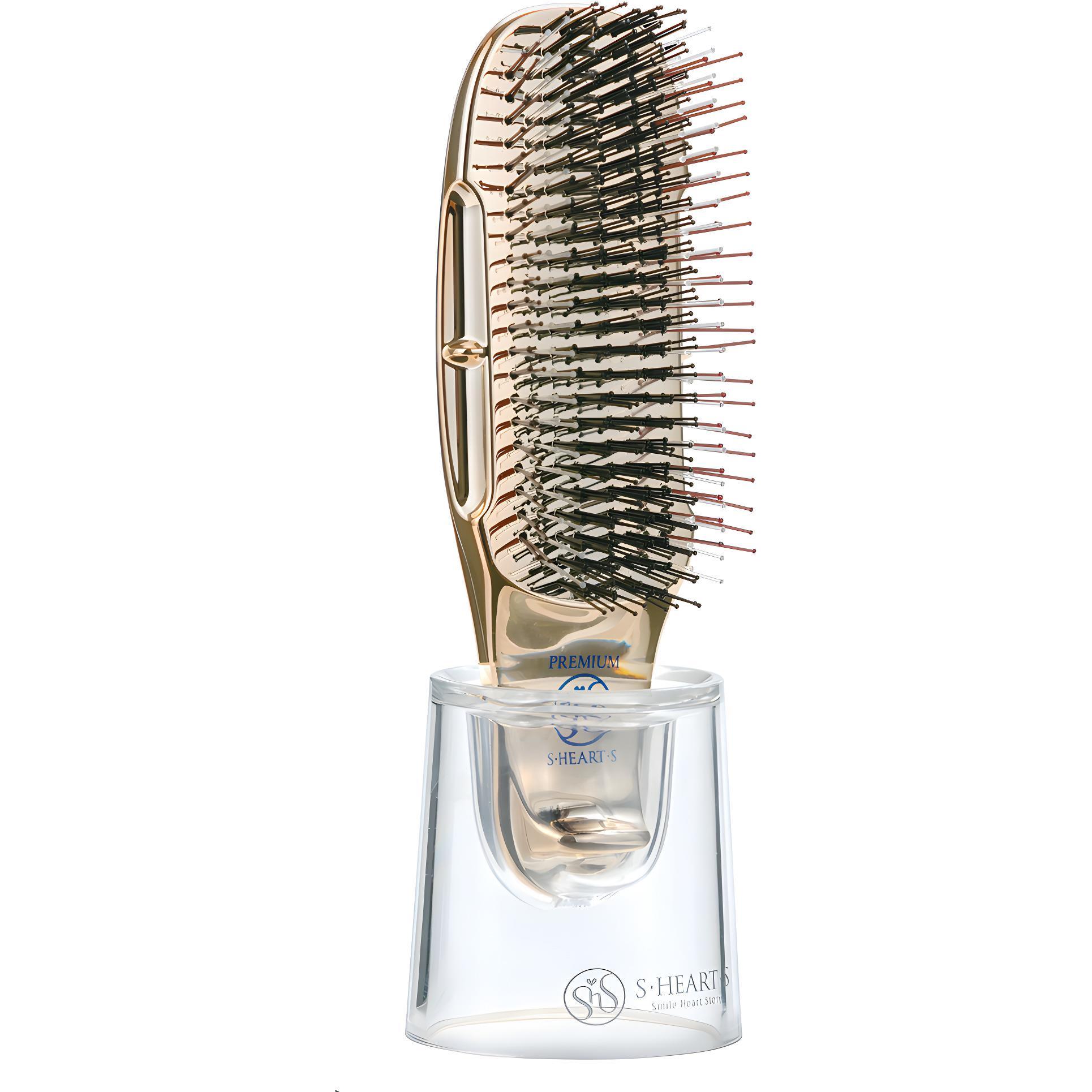 S-HEART-S Расческа Scalp Brush Premium с укороченной ручкой, золото (1 шт.)
